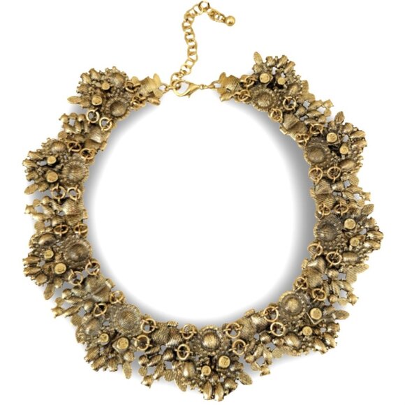 Vintage-Inspired Rhinestone & Cabochon Statement Collar Necklace - Picture 5 of 7